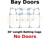 30' Length, DIY custom backyard batting cage frame kit, Bay Door Option, no doors,1" metal EMT canopy fittings for electrical conduit poles, Sacramento canopy