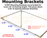 1-1/2" Wall Mounted High Slope Awning Canopy Fittings Kits