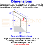 1-1/2" Wall Mounted High Slope Awning Canopy Fittings Kits