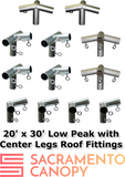 1" Low Peak with Center Legs Canopy Fittings Kits