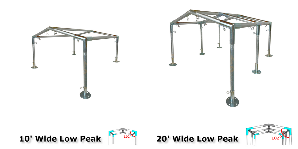 low peak canopy fittings kit DIY canopy parts kits canopy pipe kits EMT conduit connector parts kits DIY shade structure burning man shelter DIY carport DIY greenhouse cheap carport cheap greenhouse 10' wide 20' wide 3/4