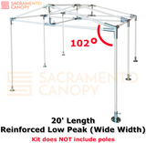 reinforced low peak wide width metal DIY canopy carport frame parts fittings EMT conduit Sacramento canopy 1" inch emt conduit fittings