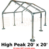 20 x 20 high peak metal DIY canopy carport frame parts fittings EMT conduit Sacramento canopy 1.5" inch emt conduit fittings