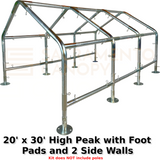 20 x 30 high peak metal DIY canopy with 2 side walls carport frame parts fittings EMT conduit Sacramento canopy 1.5" inch emt conduit fittings