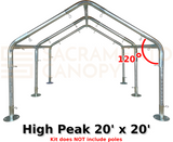 20 x 20 high peak metal DIY canopy carport frame parts fittings EMT conduit Sacramento canopy 1.5" inch emt conduit fittings