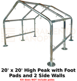 20 x 20 high peak with 2 side walls metal DIY canopy carport frame parts fittings EMT conduit Sacramento canopy 1.5" inch emt conduit fittings