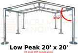 20 x 20 low peak metal DIY canopy carport frame parts fittings EMT conduit Sacramento canopy 1.5" inch emt conduit fittings