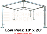 low peak metal DIY canopy carport frame parts fittings EMT conduit Sacramento canopy 10' x 20' low peak 1" inch emt conduit fittings