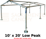 low peak metal DIY canopy carport frame parts fittings EMT conduit Sacramento canopy 10' x 20' low peak 1" inch emt conduit fittings