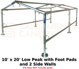 low peak metal DIY canopy carport frame parts fittings EMT conduit Sacramento canopy 10' x 20' low peak with 2 sides 1" inch emt conduit fittings