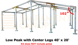1"Extra Wide Low Peak with Center Legs Canopy Fittings Kits