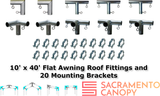 3/4" Wall Mounted Flat Awning Canopy Fittings Kits