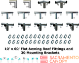 1" Wall Mounted Flat Awning Canopy Fittings Kits