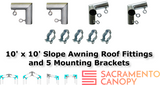 1" Wall Mounted Low Slope Awning Canopy Fittings Kits