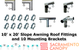 1" Wall Mounted Low Slope Awning Canopy Fittings Kits