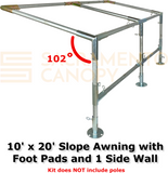 1" Wall Mounted Low Slope Awning Canopy Fittings Kits