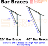 Bar Brace (20" Long) with Two 3/4", 1" or 1-1/2" Diameter Fittings