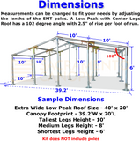 1"Extra Wide Low Peak with Center Legs Canopy Fittings Kits