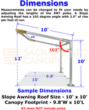 dimensions wall mounted slope awning metal diy canopy carport frame parts for emt conduit fittings sacramento canopy 10 x 10 slope wall mounted canopy carport awning
