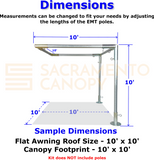 1-1/2" Wall Mounted Flat Awning Canopy Fittings Kits