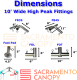 1" High Peak Canopy Fittings Kits