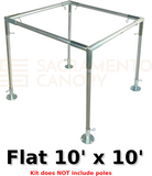 flat roof metal DIY canopy carport frame parts fittings EMT conduit Sacramento canopy 10' x 10' flat roof 1" inch emt conduit fittings