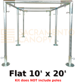 flat roof metal DIY canopy carport frame parts fittings EMT conduit Sacramento canopy 10' x 20' flat roof 1" inch emt conduit fittings