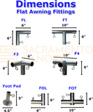 1-1/2" Wall Mounted Flat Awning Canopy Fittings Kits
