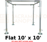 flat roof metal DIY canopy carport frame parts fittings EMT conduit Sacramento canopy 10' x 10' flat roof 1" inch emt conduit fittings