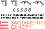 1" Wall Mounted High Slope Awning Canopy Fittings Kits
