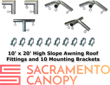 1" Wall Mounted High Slope Awning Canopy Fittings Kits
