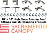 1" Wall Mounted High Slope Awning Canopy Fittings Kits