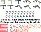 1" Wall Mounted High Slope Awning Canopy Fittings Kits