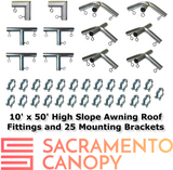 1" Wall Mounted High Slope Awning Canopy Fittings Kits