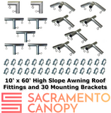 1" Wall Mounted High Slope Awning Canopy Fittings Kits