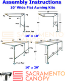 3/4" Wall Mounted Flat Awning Canopy Fittings Kits