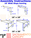 3/4" Wall Mounted Low Slope Awning Canopy Fittings Kits
