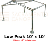 low peak metal DIY canopy carport frame parts fittings EMT conduit Sacramento canopy 10' x 10' low peak 1" inch emt conduit fittings
