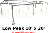 low peak metal DIY canopy carport frame parts fittings EMT conduit Sacramento canopy 10' x 30' low peak 1" inch emt conduit fittings
