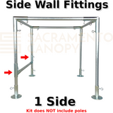 side wall fittings 1 side flat roof metal DIY canopy carport frame parts fittings EMT conduit Sacramento canopy 10' x 10' flat roof 1" inch emt conduit fittings