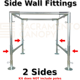 side wall fittings 2 sides flat roof metal DIY canopy carport frame parts fittings EMT conduit Sacramento canopy 10' x 10' flat roof 1" inch emt conduit fittings