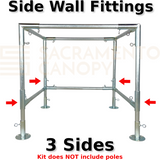 sflat roof metal DIY canopy carport frame parts fittings EMT conduit Sacramento canopy 10' x 10' flat roof 1" inch emt conduit fittings side wall fittings 3 sides