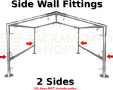 side wall fittings 2 sides low peak metal DIY canopy carport frame parts fittings EMT conduit Sacramento canopy 10' x 10' low peak 1" inch emt conduit fittings