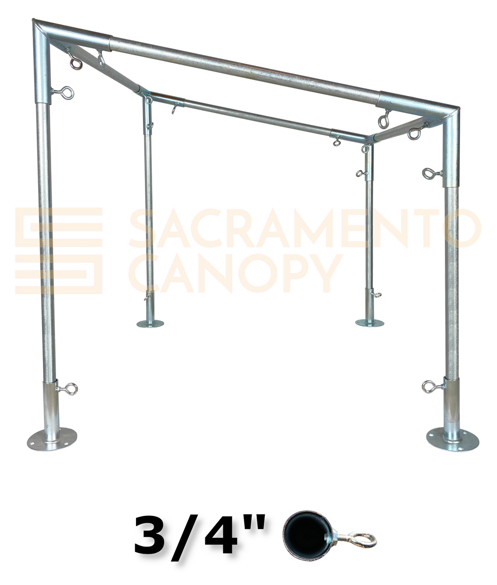 Canopy Fitting Part - Low Peak Top P4L For Greenhouse & Garden Structures (3/4" Or 1" Size, Galvanized Steel)