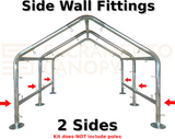 2 side walls 20 x 20 high peak metal DIY canopy carport frame parts fittings EMT conduit Sacramento canopy 1.5" inch emt conduit fittings