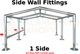 1 side wall 20 x 20 low peak metal DIY canopy carport frame parts fittings EMT conduit Sacramento canopy 1.5" inch emt conduit fittings