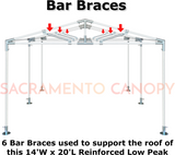 Bar Brace (20" Long) with Two 3/4", 1" or 1-1/2" Diameter Fittings