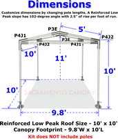 1" Reinforced Low Peak Canopy