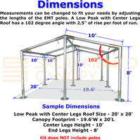 1-1/2" Low Peak with Center Legs Canopy Fittings Kits