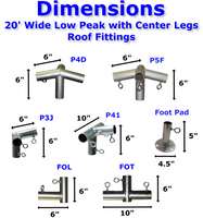 1-1/2" Low Peak with Center Legs Canopy Fittings Kits